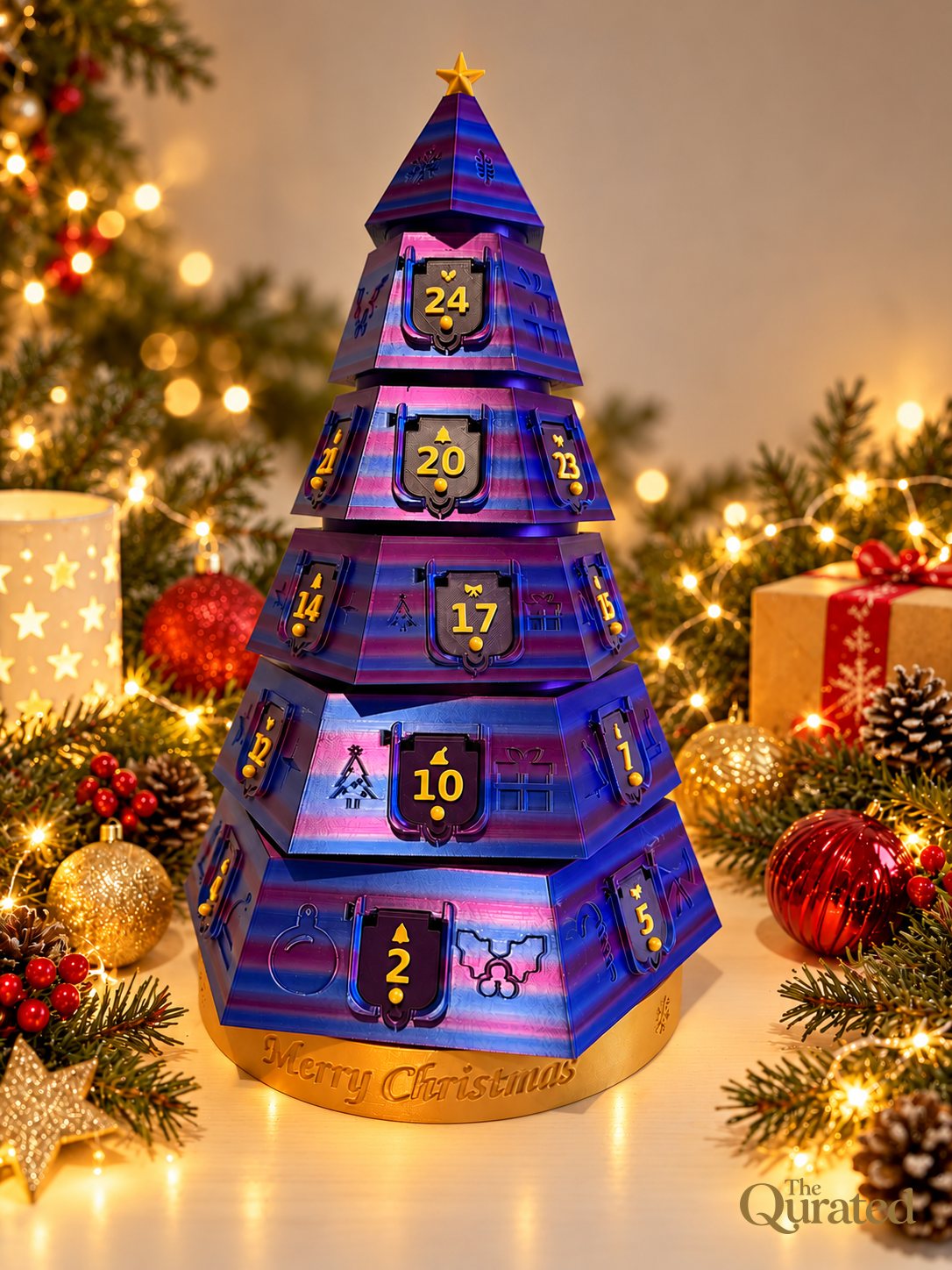 Faceted advent calendar tree in Midnight Galaxy